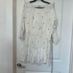 Madewell white w faces dress, size L